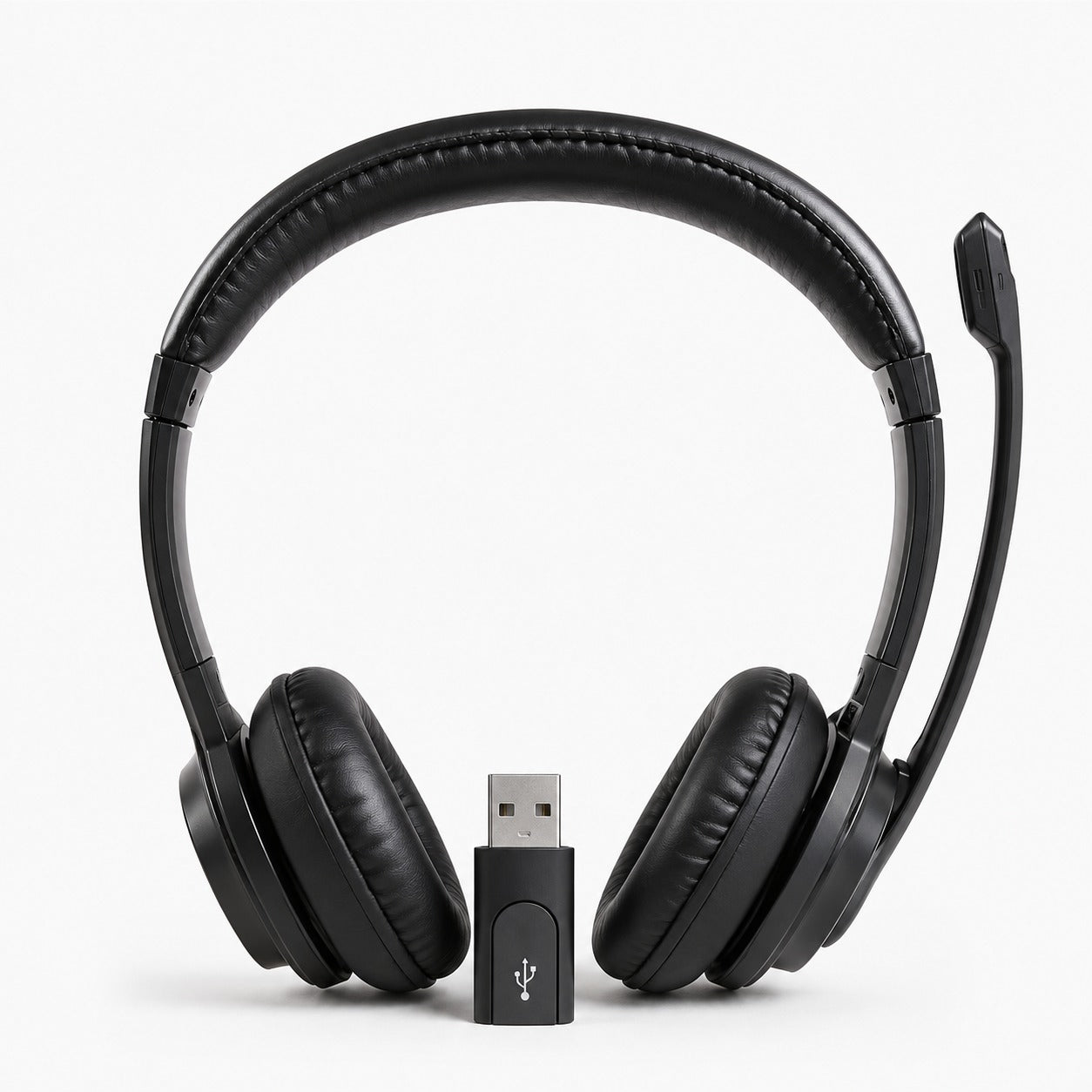 Wireless Bluetooth Headset with USB Receiver & Noise-Cancelling Mic