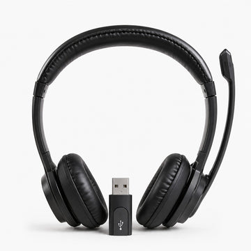 Wireless Bluetooth Headset with USB Receiver & Noise-Cancelling Mic